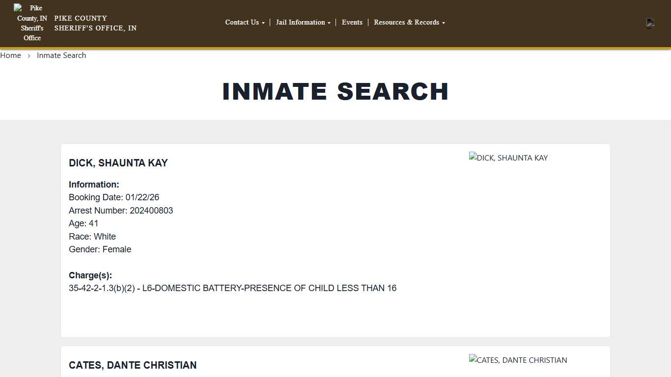 Inmate Search Pike County Sheriff Office, IN